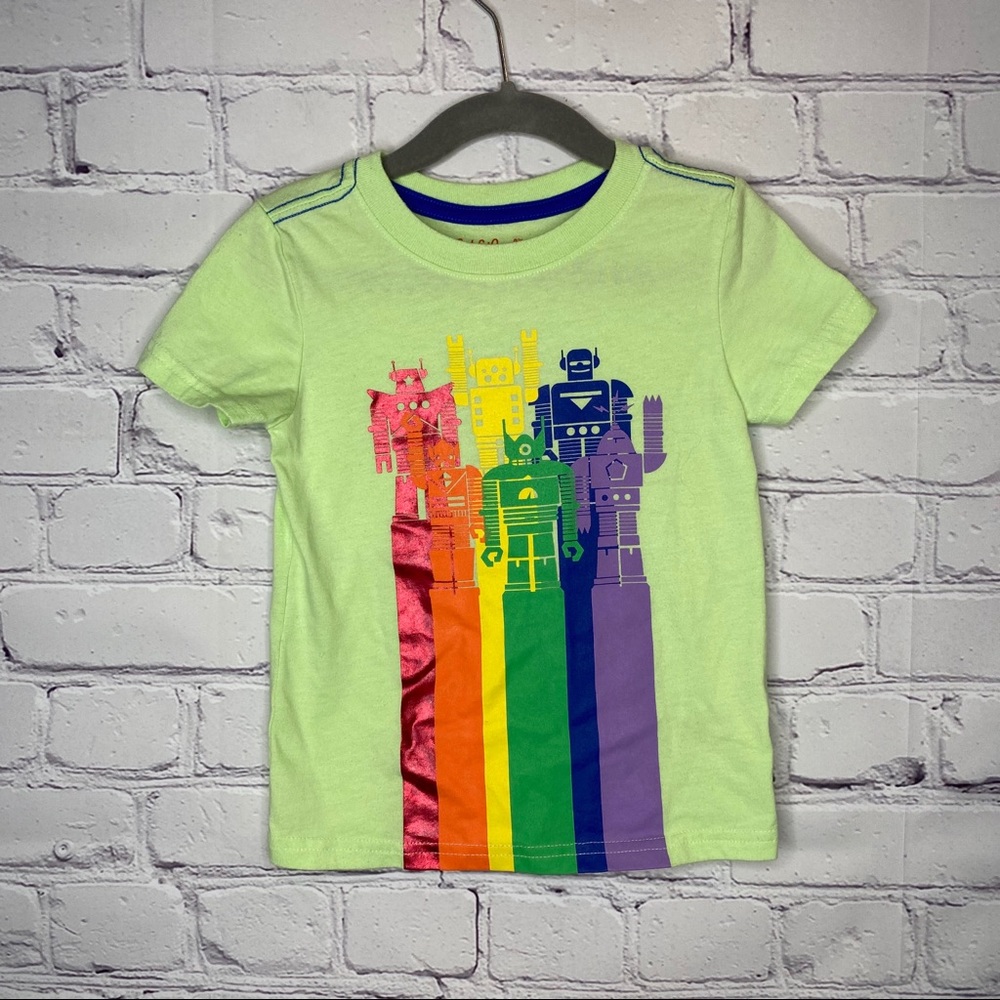 Cat & Jack Rainbow Robots Tee 2T